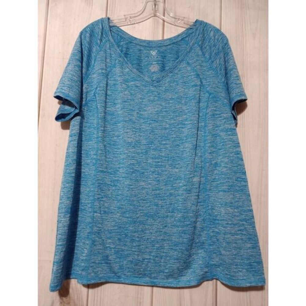 Livi Active Shirt Ladies 18 Heather Blue Short‎ Sleeve VNeck